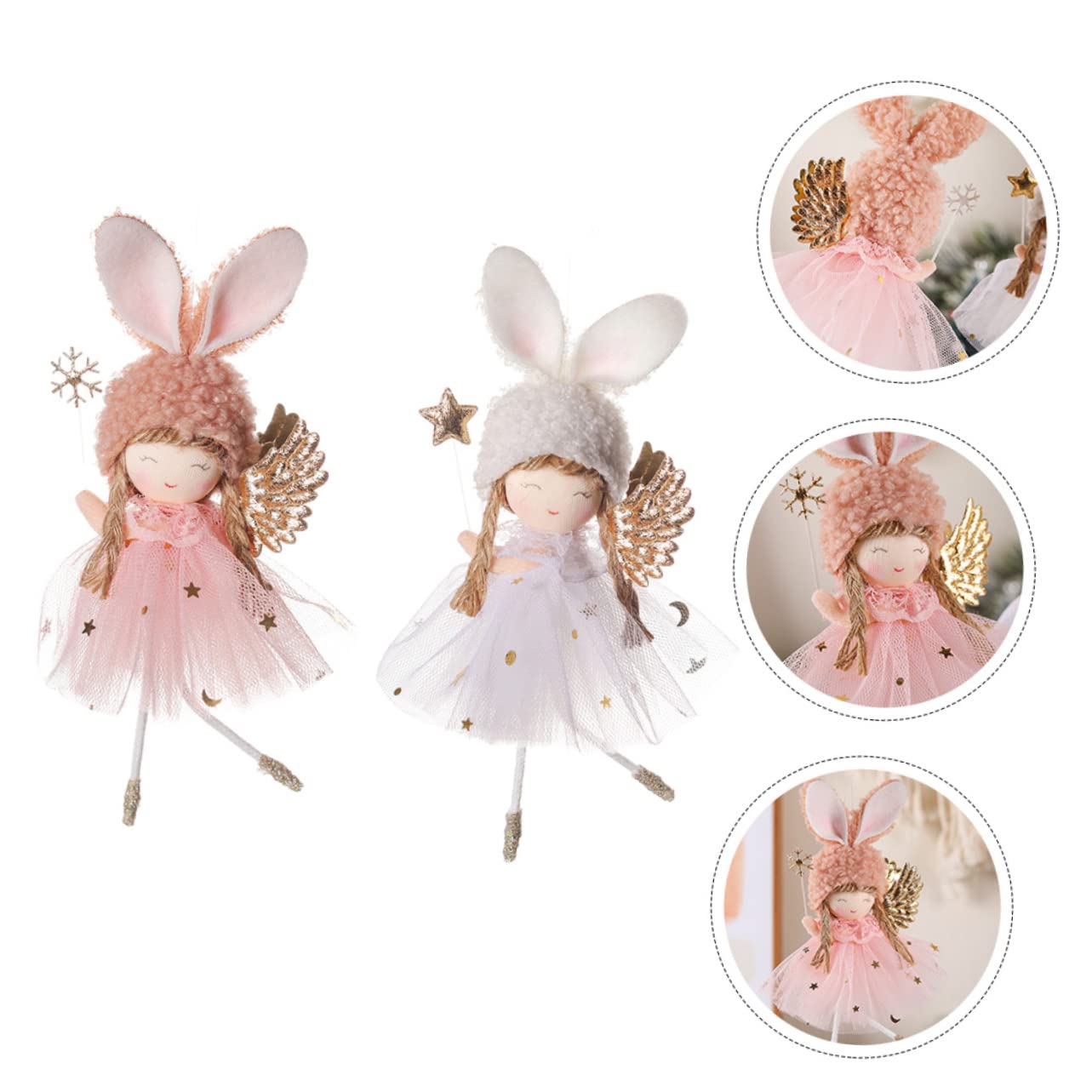 4 Pièces Pendentif poupée Ange poupées d'ornement d'arbre de Noël Ange en Peluche de noël Christmas Tree Xmas Tree poupées de Sapin de noël Ornement Ange Tissu en Fibres Chimiques