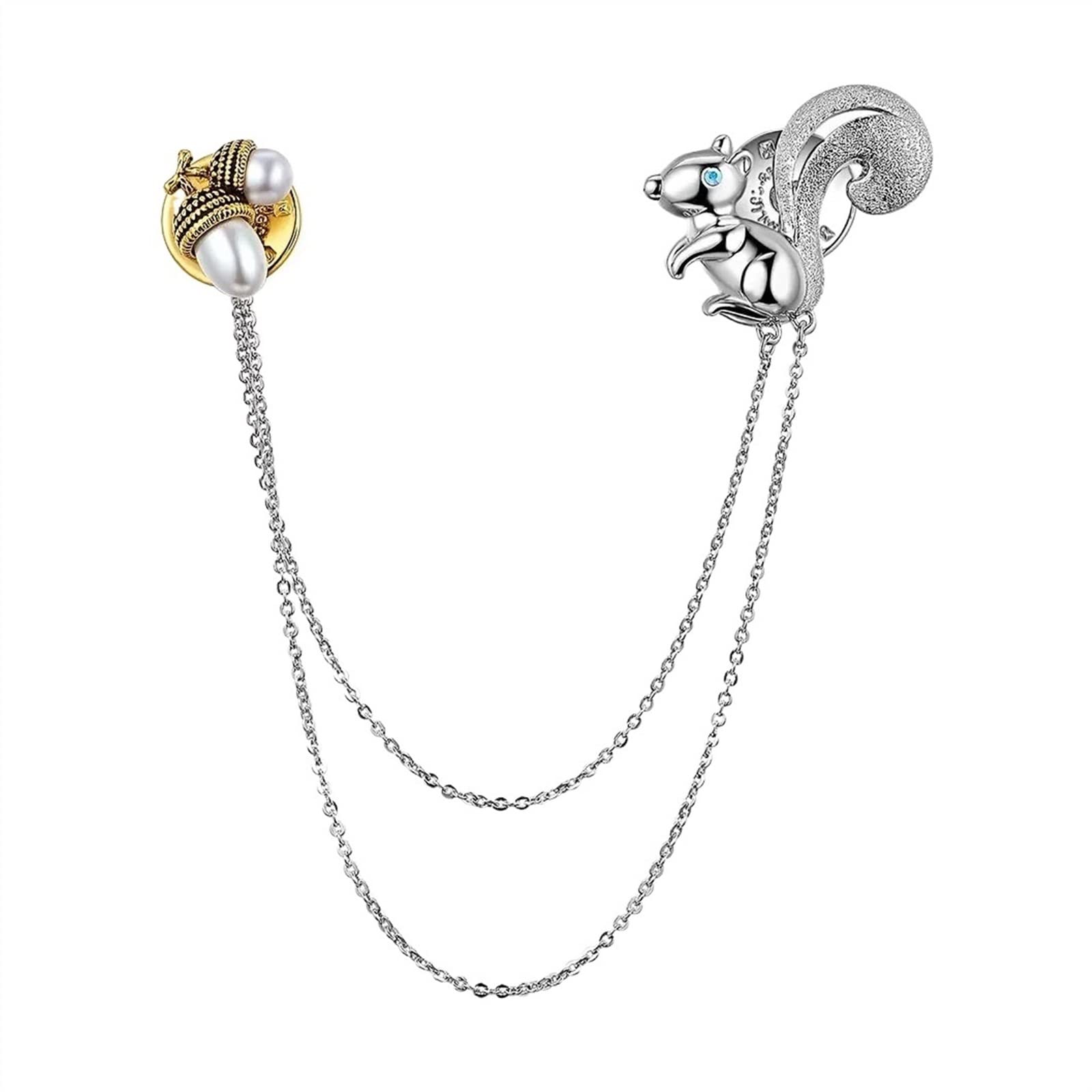Broche pour chemises et costumes : épingle écureuil mignonne et chaîne de décolleté - 8