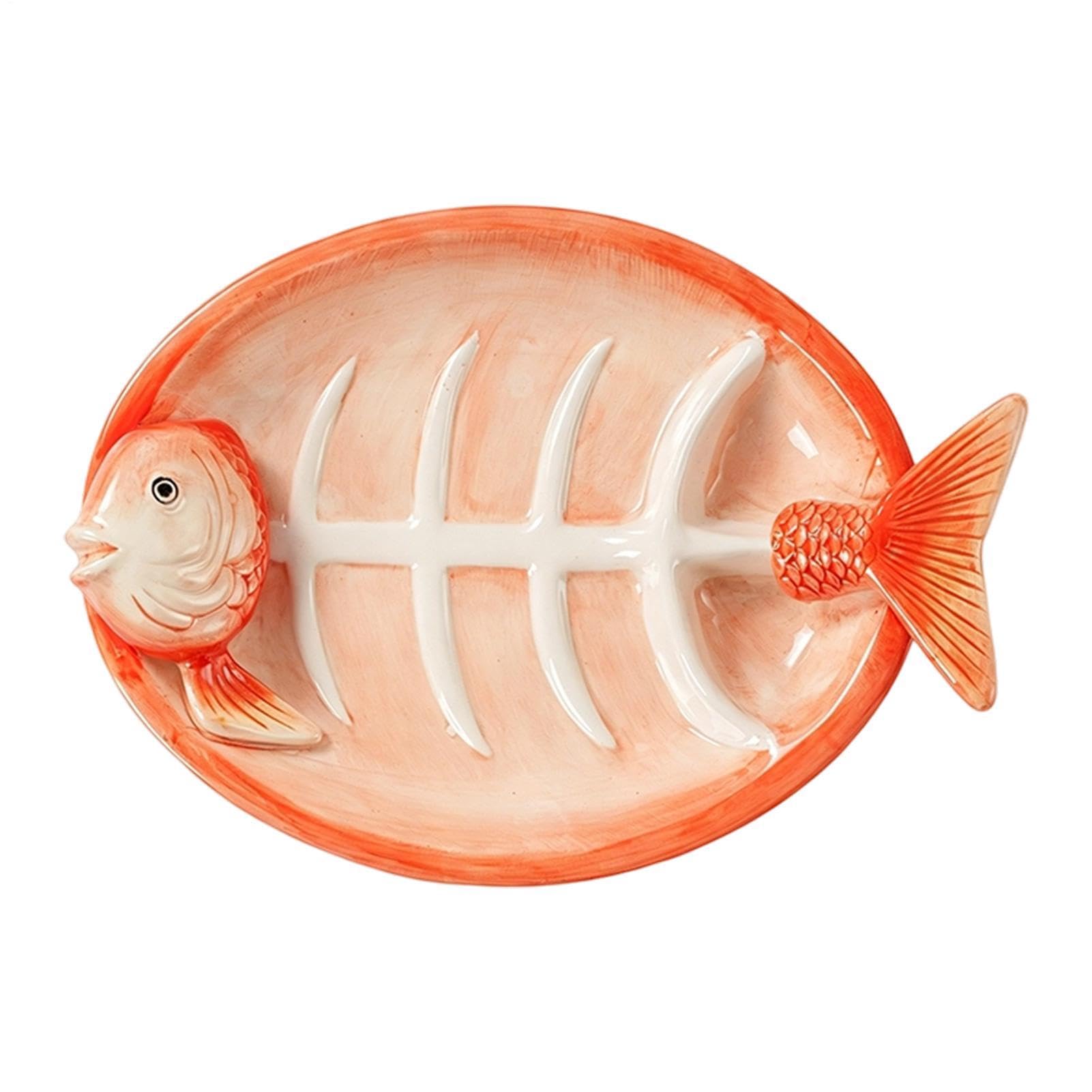 Generico Stoviglie in Ceramica Dipinte a Mano a Forma di Pesce | Vassoio da Portata per Dumpling Snack Antipasti Frutta Feste Compleanni Festival Casa Cucina Ristorante Appartamento