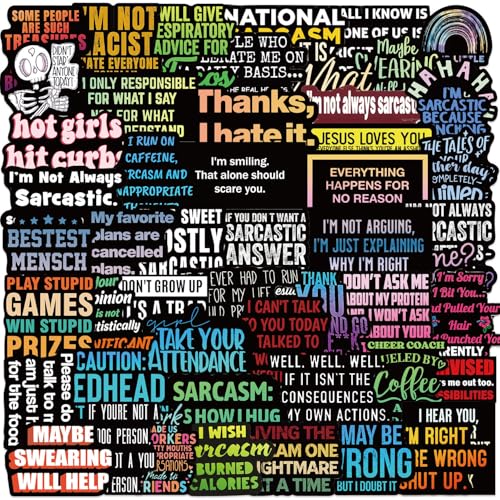 50pcs Funny Ironic Stickers for Humor Meme Sticker Pack for Adult Vinyl Spicy Fantasy Inappropriate Sarcastic Weird Crazy Decals for Laptop Water Bottles Journal Scrapbook