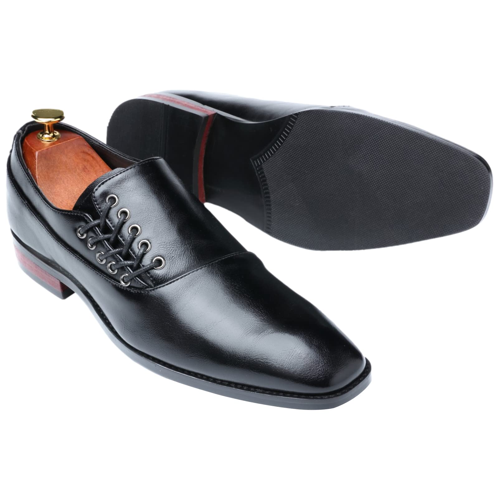 ANUFER Masculino Guapo Diseño único Cuero de Fibra Ultrafina Cordones Lateral Zapatos Formales