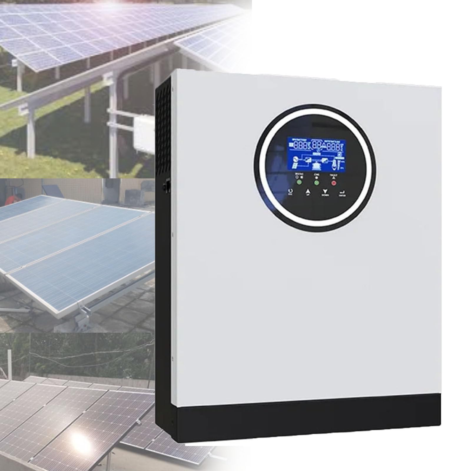 Inverter Solare, Inverter Ibrido Fotovoltaico con 3 modalità di Ricarica, Inverter di Potenza A Onda Sinusoidale Pura 2000w/3000w, per L'accumulo di Energia Domestica,2000W