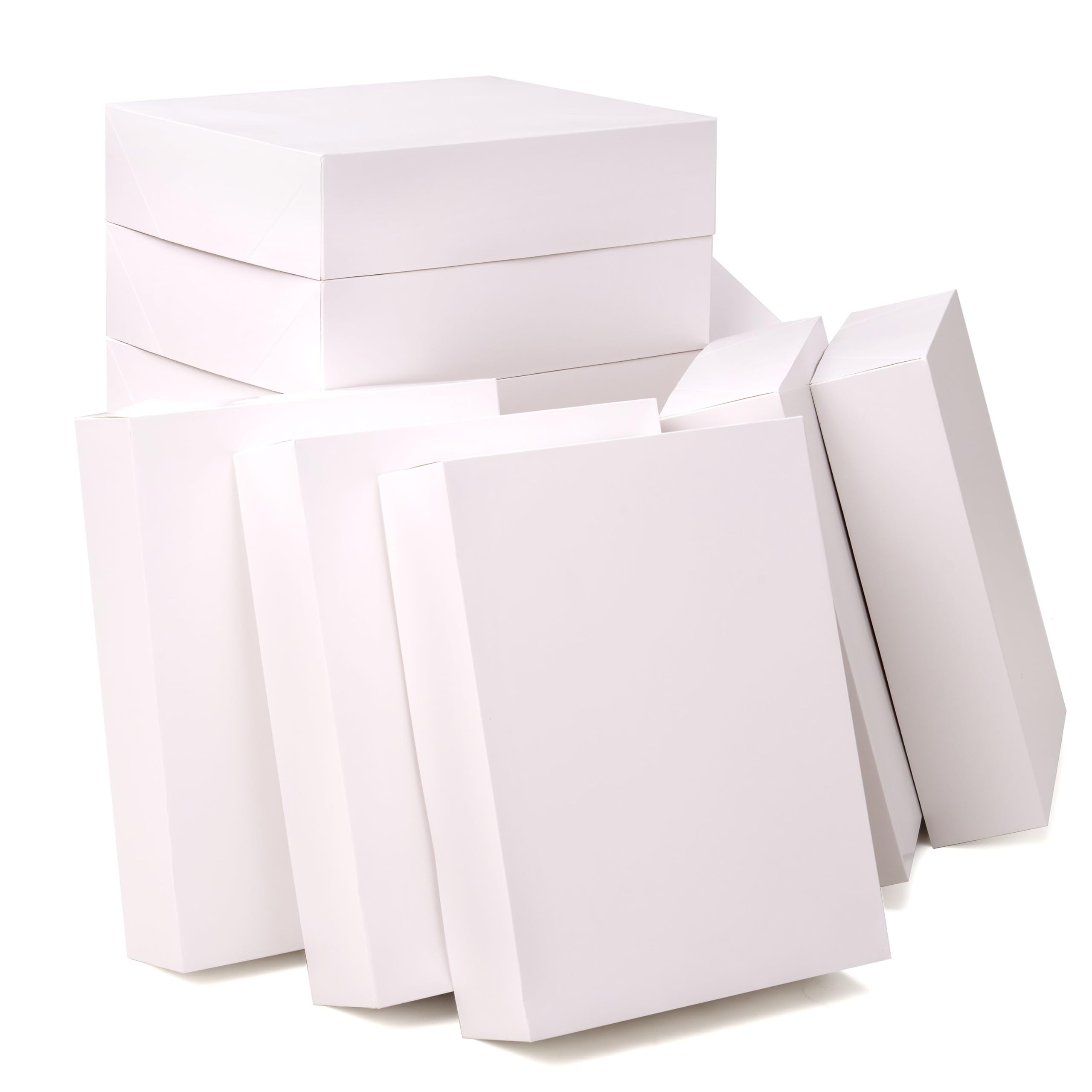 JOYIN 12PCS 17" x 13" x 4" Christmas Large Gift Boxes with Lids for Presents, Xmas Holiday Birthday Shirt Clothing Gift Boxes, Plain White Cardboard Wrapping Box for Robe, Hat, Sweater and Coat