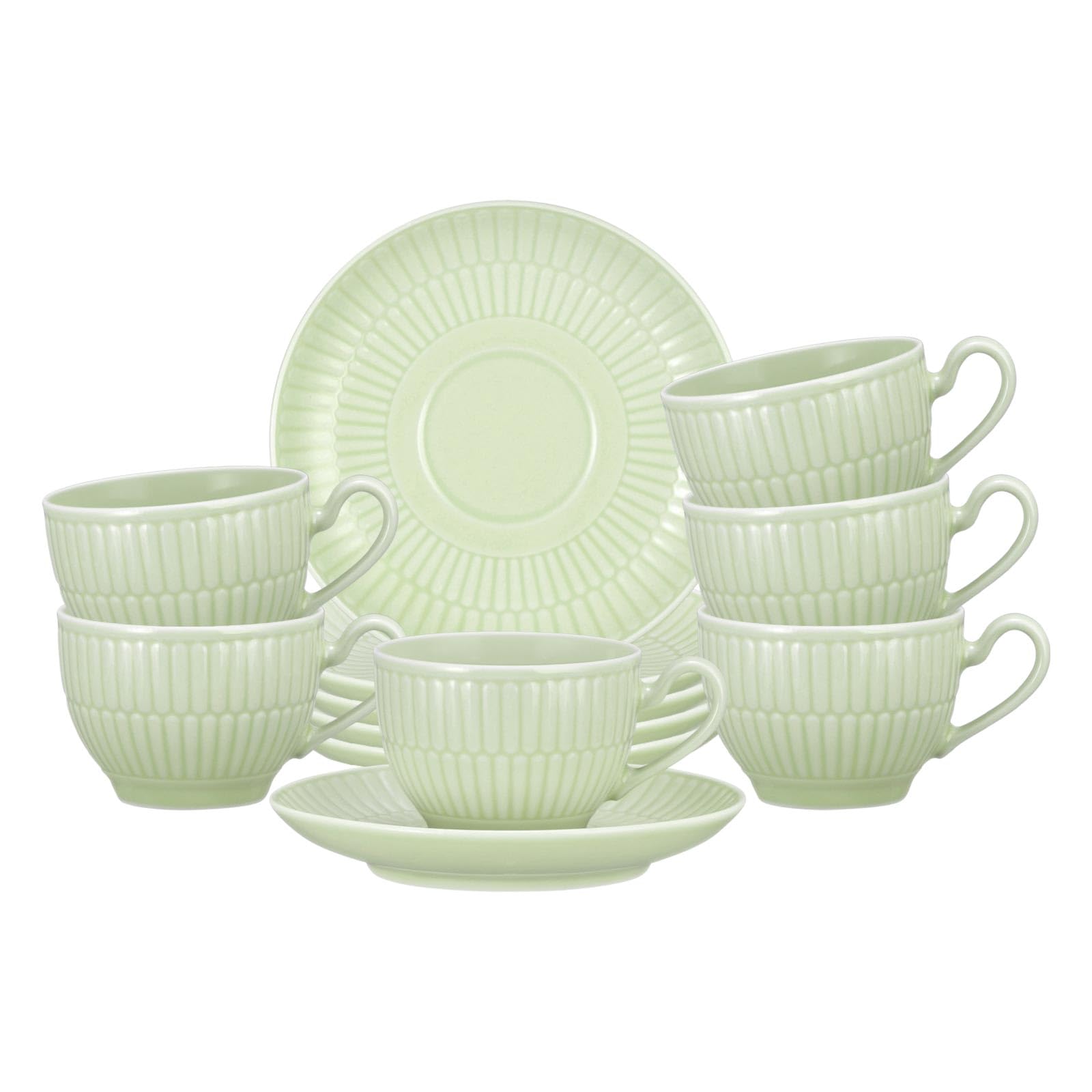 Seltmann Weiden Amina Seladon - Set di 6 tazze da caffè con piattini, 100 ml, in porcellana, colore: verde