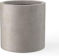 Kante 12.6" Round Concrete Planter - Large Modern Cylindrical Plant Pot with Drainage Hole & Plug for Indoor Outdoor Patio, Weathered Finish