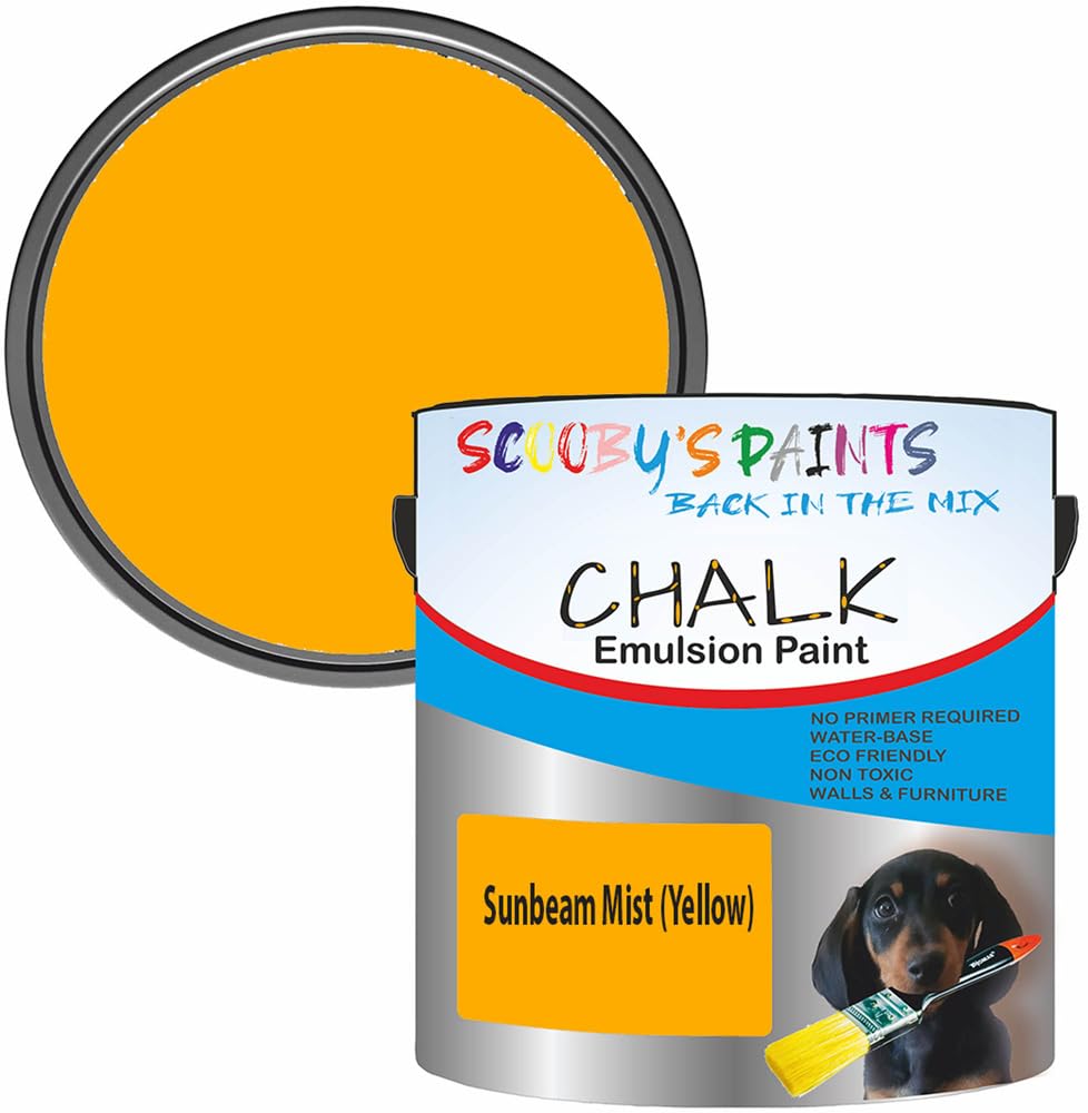 Scooby's Paints Chalk Emulsion Paint, Water-Based, No Primer Required, 250ml, For Walls and Furniture (Sunbeam Mist (Yellow)) — image 1