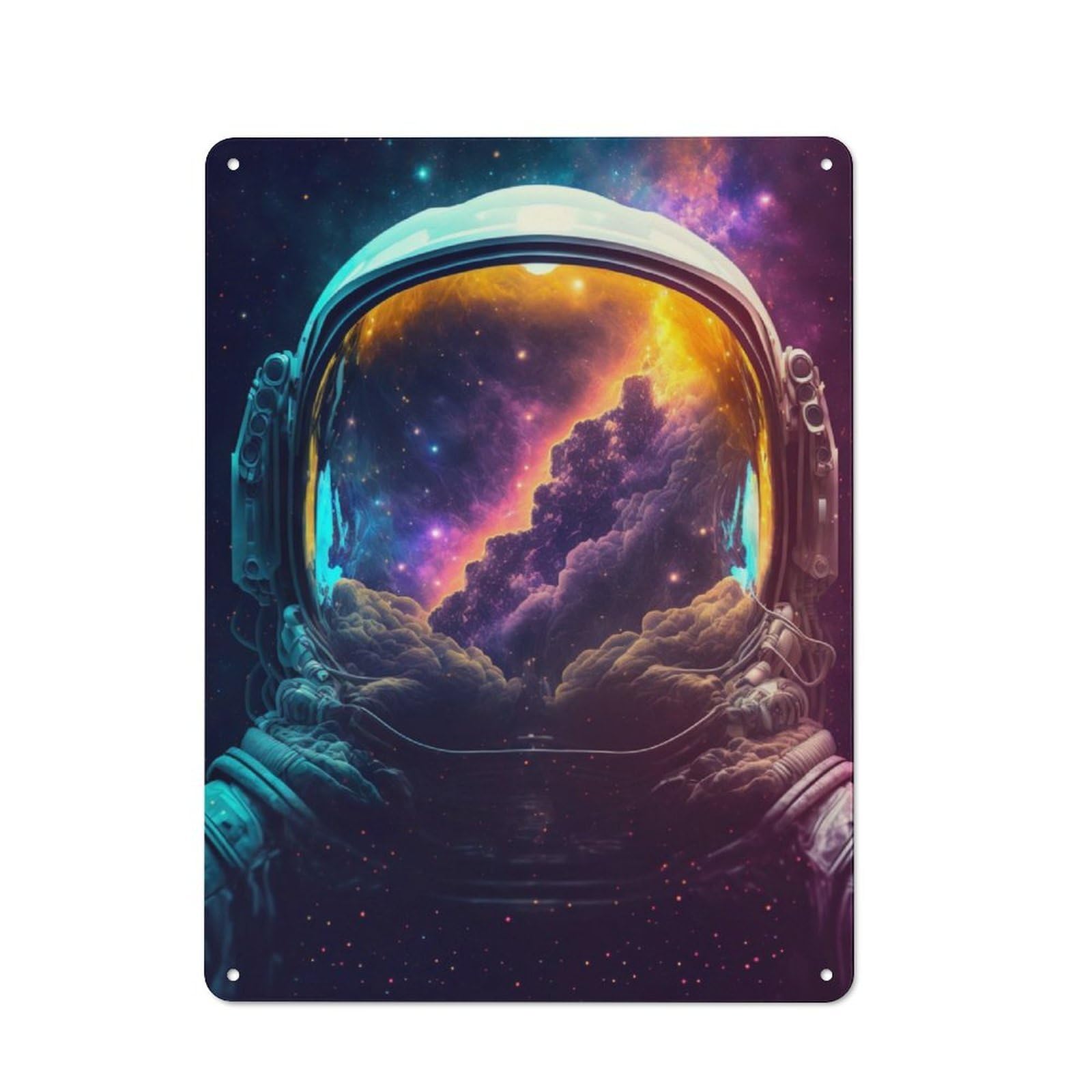 Junmoney Astronaut Milky Way Helmet Metal Plaque With Design 40X30cm, Retro Kitchen Wall Decor For Bakery, Diner, Cafe Or Family Room