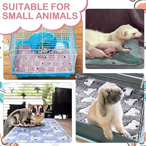 Image of 4 Pcs Waterproof Guinea Pig Blankets Washable Small Animal Fleece Bedding Absorbent Guinea Pig Cage Liners Reusable Pet Pee Pad Sleep Mat Pad Cover for Hamster Ferret (Bear Pattern,24 x 16 Inch)