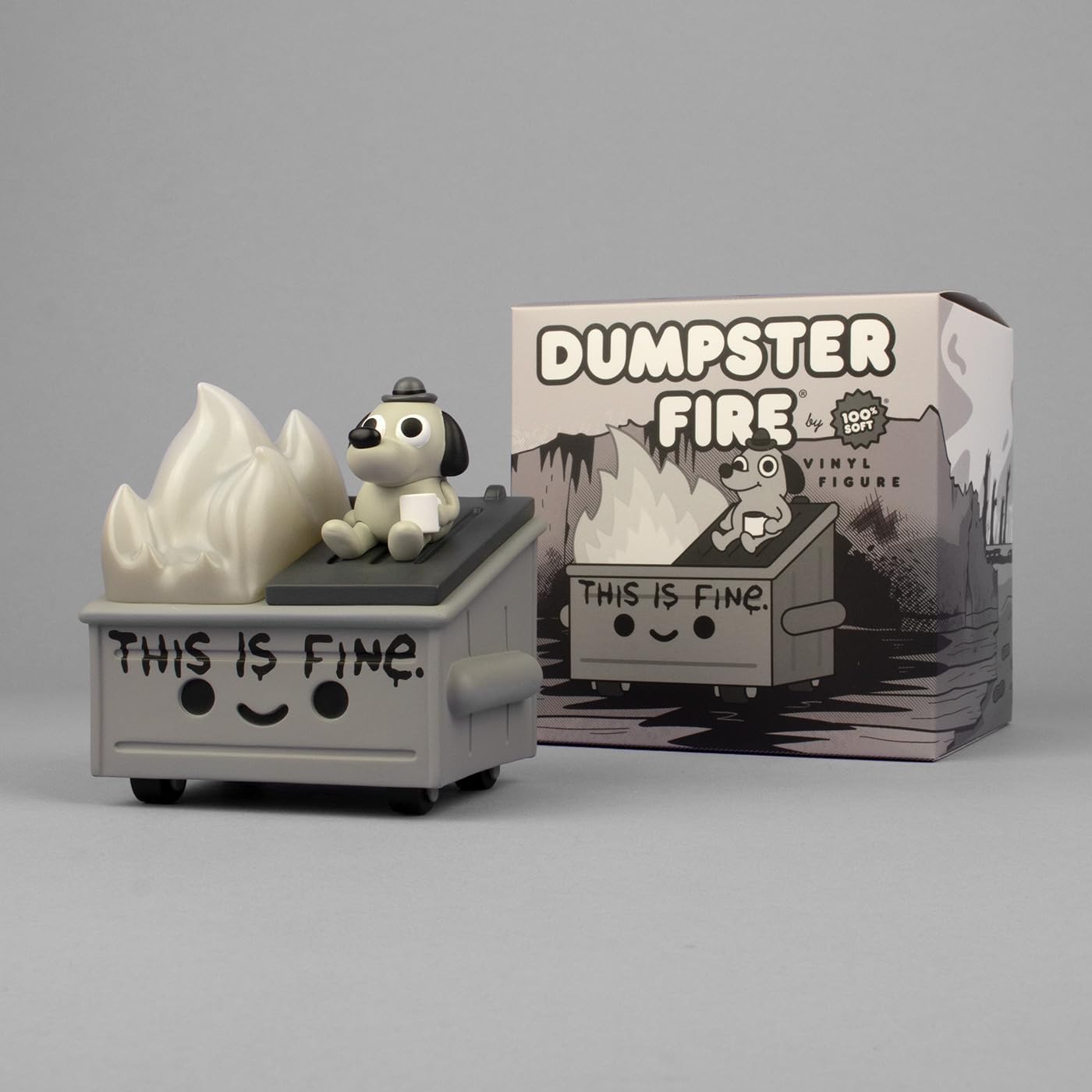 100% Soft Dumpster Fire - This is Fine Vinyl Figure - Newsprint Edition