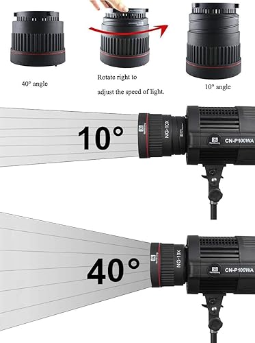 Miniatura 4 de NG-10X Bowens Mount Fresnel Adaptador de enfoque de lente Fresnel Spot S-Mount Adaptador 10-40 5X más brillante para Godox sl-60w Bowens Mount