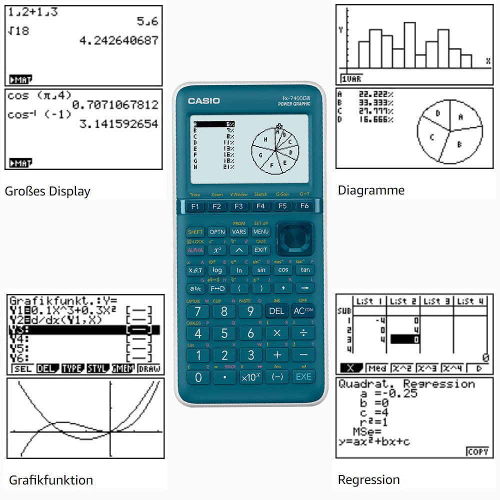 Casio FX-7400GIII Calcolatrice grafica Ciano Display (cifre): 21 batterie (L x A x P) 87,5 x 21,3