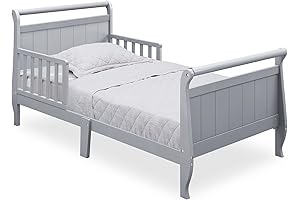 Delta Children Wood Sleigh Toddler Bed in Grey: Perfect for Sweet Slumbers