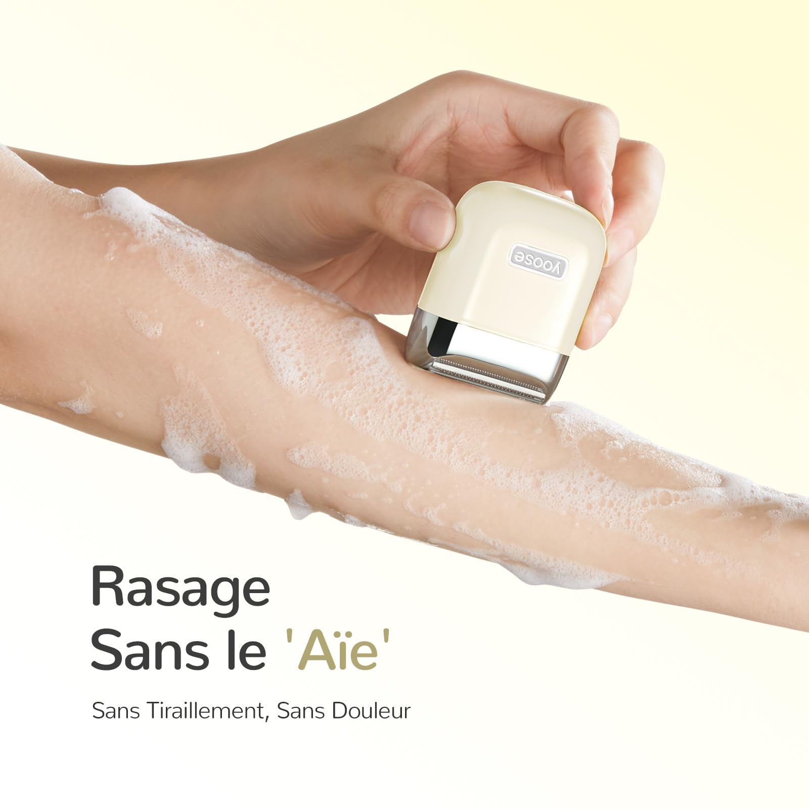 Yoose Electrique Rasoir Femme Professionnelle Electrique Tondeuse Intime Épilateur Électrique Maillot pour Bikini Barbe, Bras, Jambes, Aisselles, Étanche IPX7, Beige