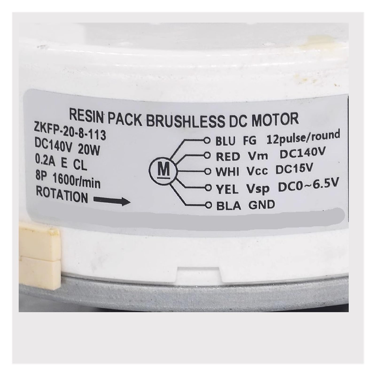 Motor de ventilador de CC for aire acondicionado colgante, compatible con Midea, ZKFP-20-8-113, 140 V CC, 20 W, con inversión de giro.