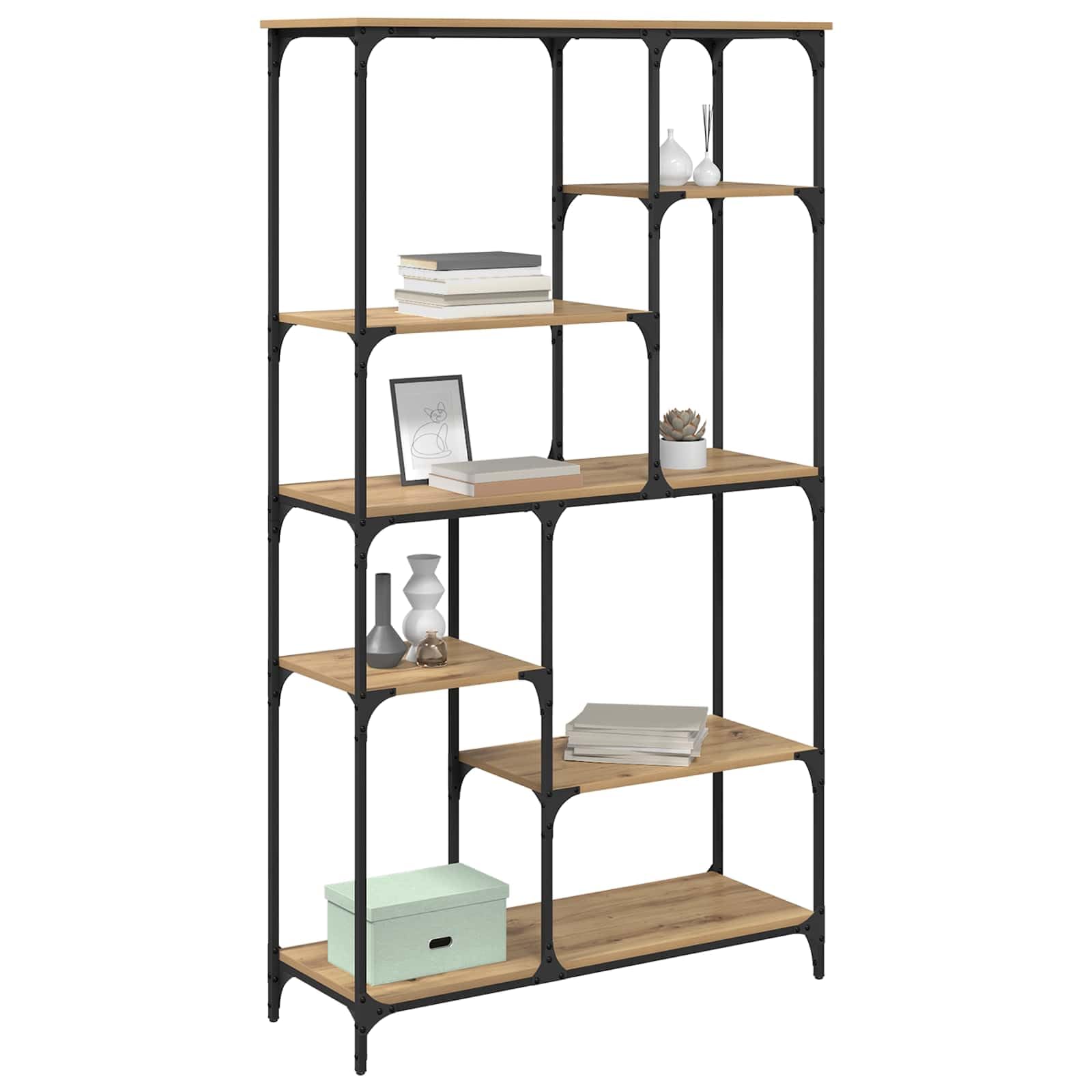 vidaXL Libreria Rovere artigianale 99 x 35,5 x 176 cm, Libreria rettangolare moderna, solido spazio per soggiorno, perfetta per una casa piena di libri, unità autoportante