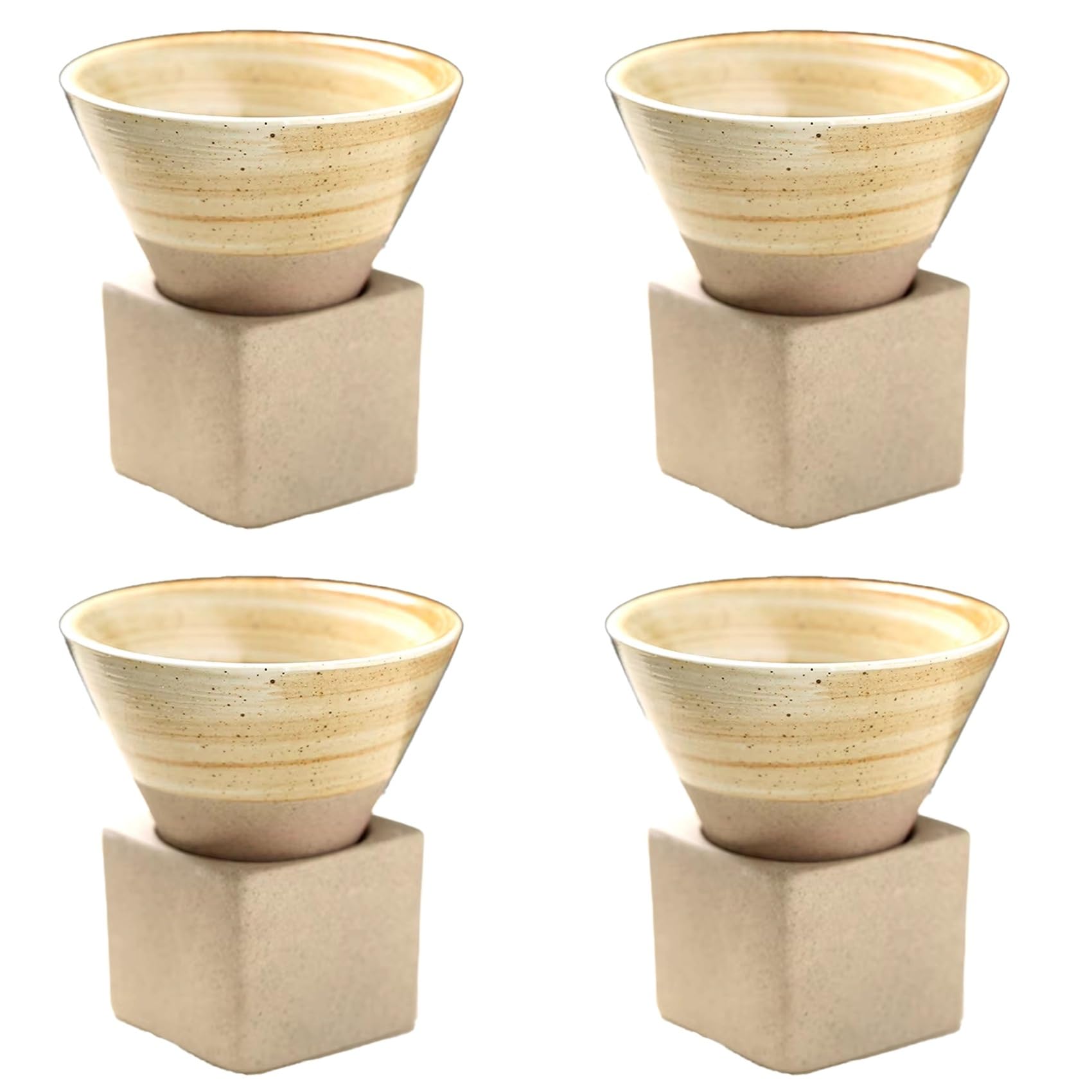 Hndhbfgrt 4X Japanese Retro Ceramic Coffee Cup - Rough Pottery Tea Cup, Latte Art Porcelain Mug, Suitable for Home & A
