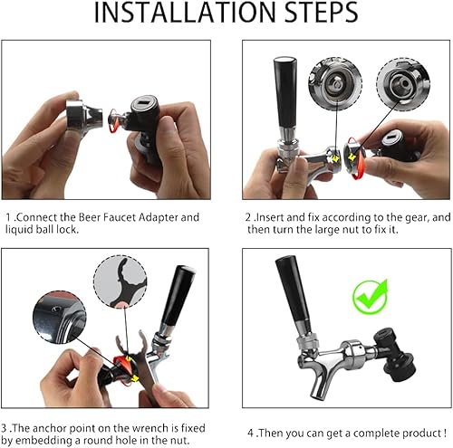 Miniatura 4 de Grifo de barril de CO2, cargador de barril de cerveza con bloqueo de bola, desconexión de líquido, mini regulador de CO2 con bloqueo de bola,