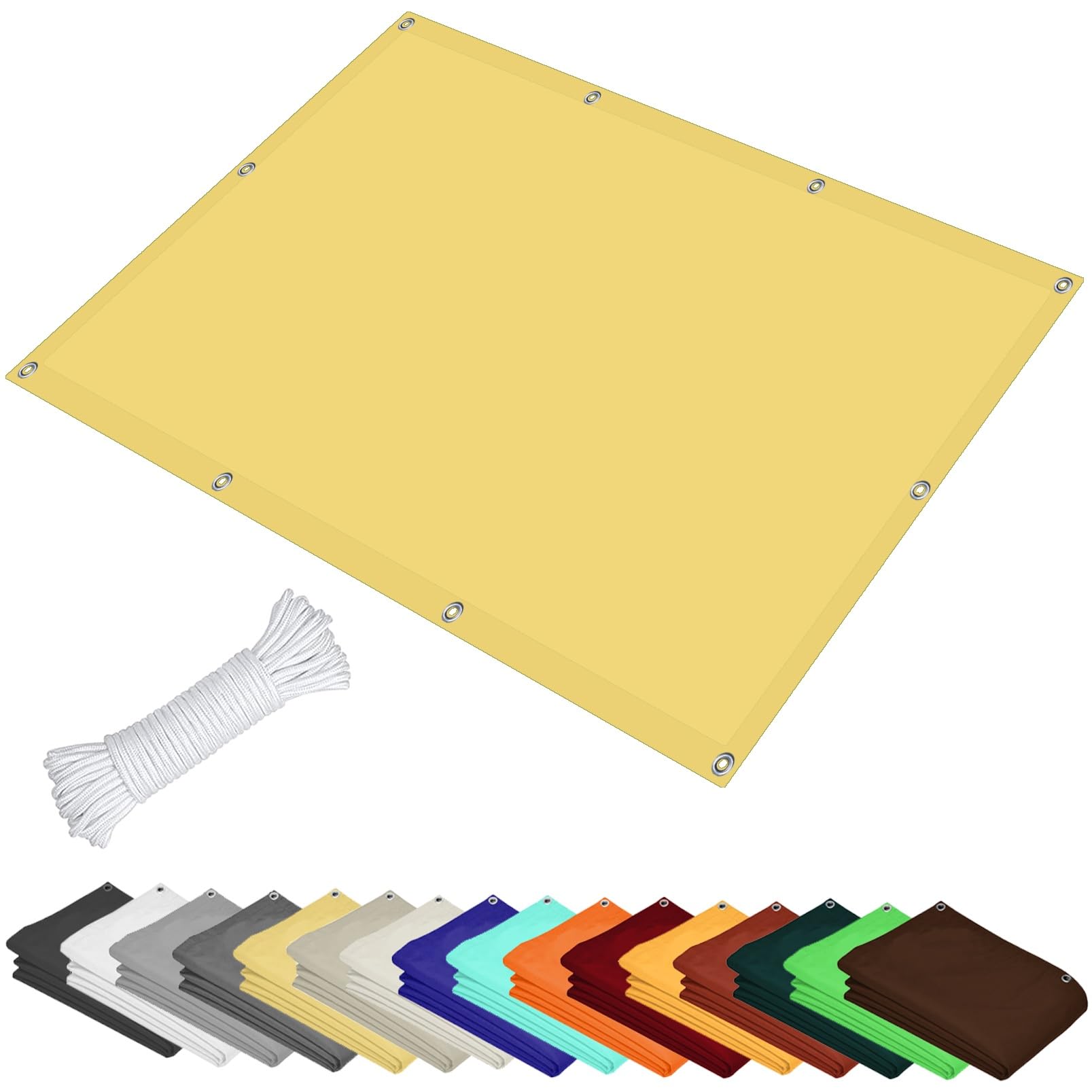 GLDYTVF Sun Shade Sail Canopy 1.1 x 2m(3.6 x 6.6ft) Durable Tear Resistant Patio Sun Shade for Outdoor Patio Garden Sand Yellow