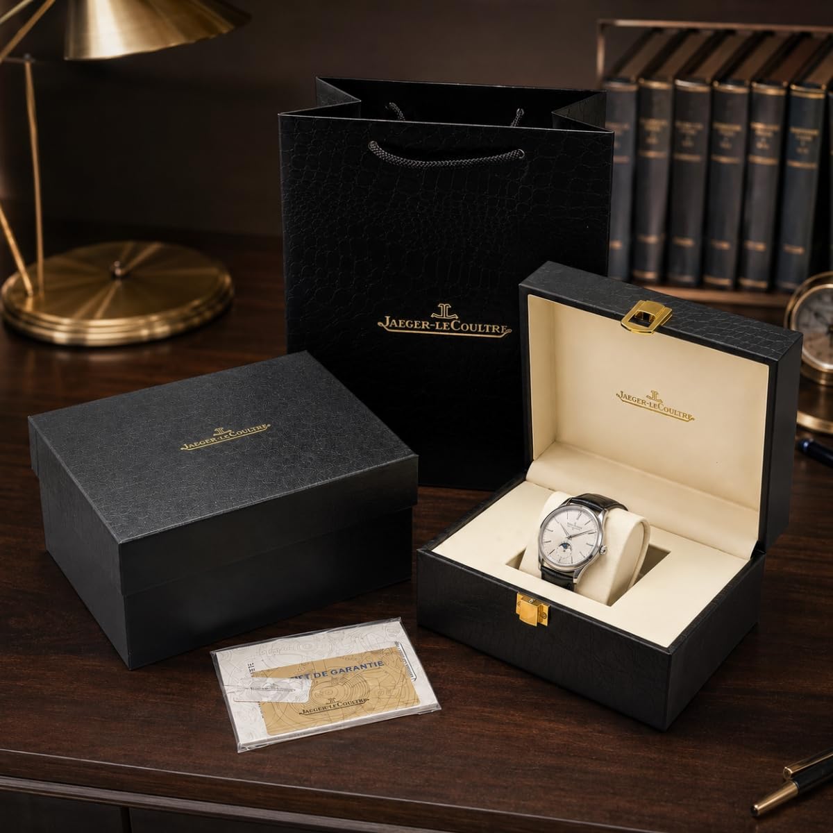 Custodia Orologio in Pelle Astuccio Orologio Compatto con Cuscino Interno Cuscino Rimovibile Chiusura Dorata per Jaeger-LeCoultre