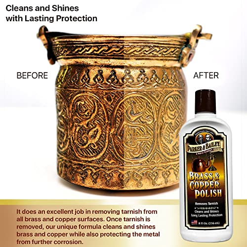 Parker & Bailey Brass And Copper Polish - Brass Polish Cleaner Copper Cleaner And Polish Tarnish Remover Metal Polish Cream For Polishing Antique Decor Pans Furniture 8 Oz Bottle #TOP2