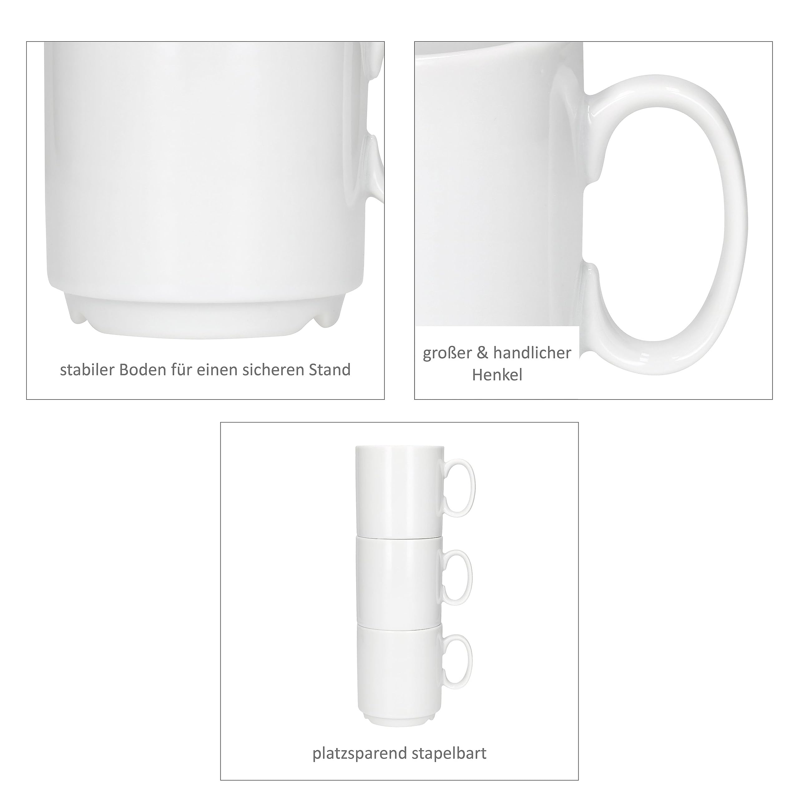 MamboCat Event Set Di 6 Tazze Da Caffè, 250 Ml, In Porcellana Bianca