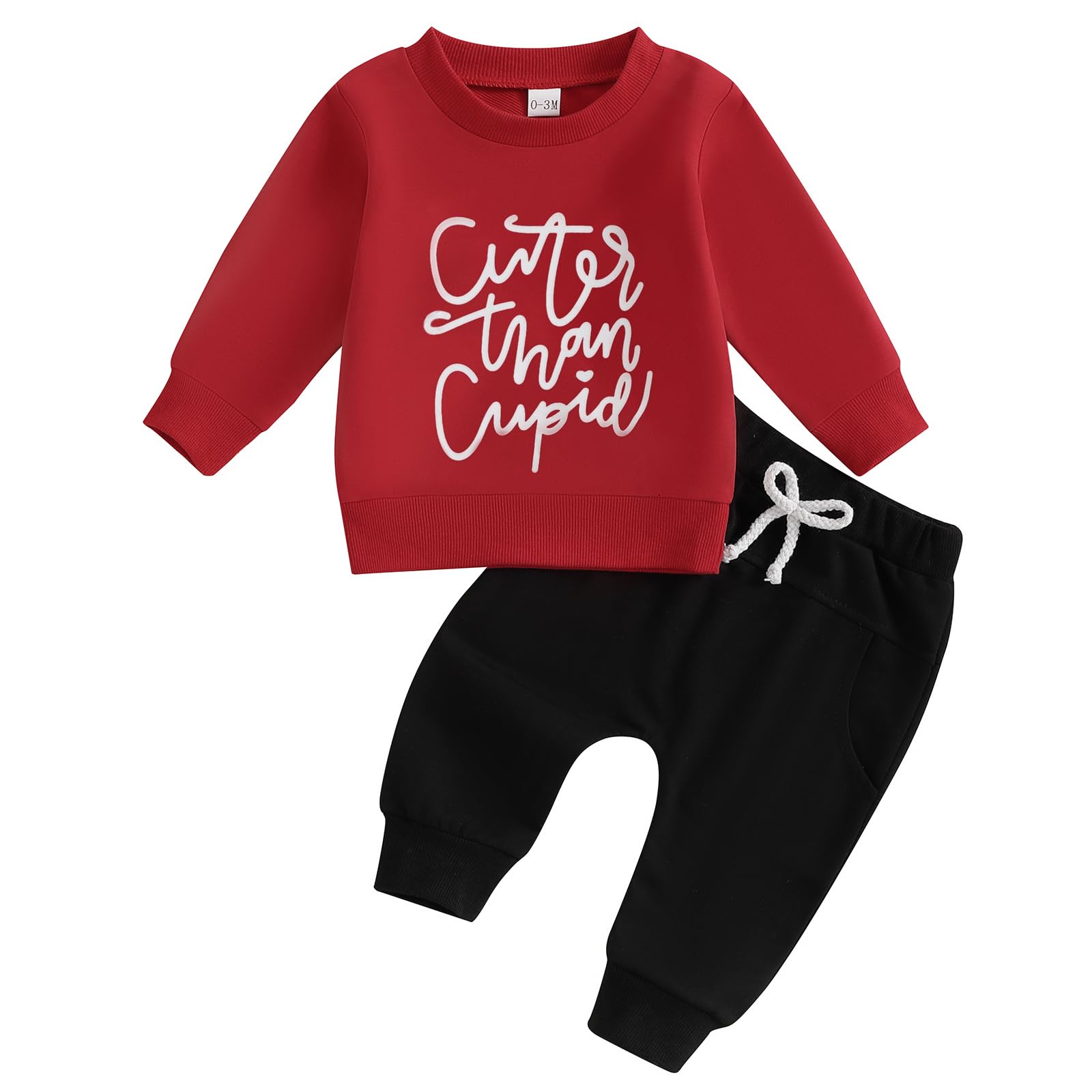 BemeyourBBs Toddler Baby Boy Fall Winter Clothes Funny Letter Long Sleeve Sweatshirt and Pants Set 2 Piece Sweatsuit Outfit