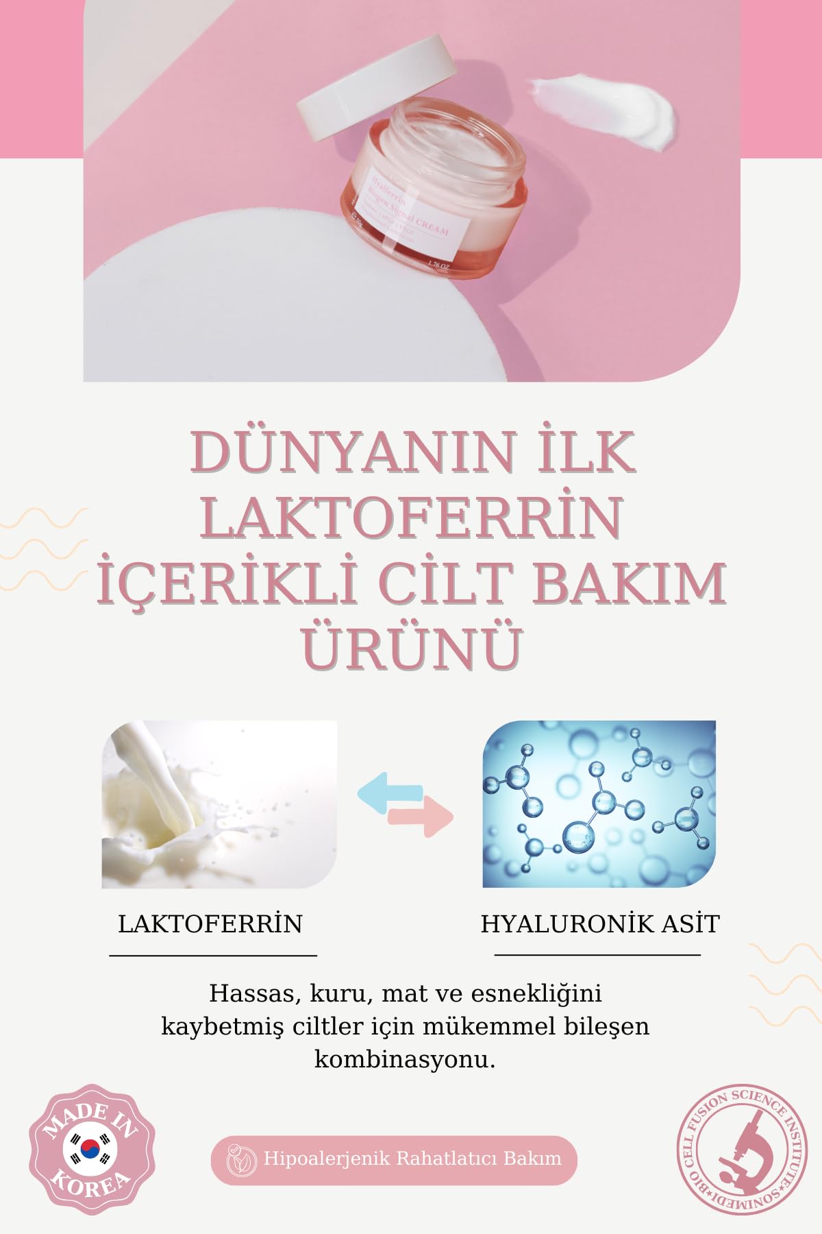 Hyalferrin Biogen Sinyal Kremi | 50 ml | Yüz Kremi | Cilt Bariyeri Oluştucu Etki | Dünyanın İLK cilt için optimize edilmiş Laktoferrini