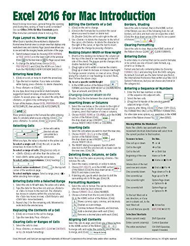 Excel 2016 for Mac Introduction Quick Reference Guide (Cheat Sheet of ...