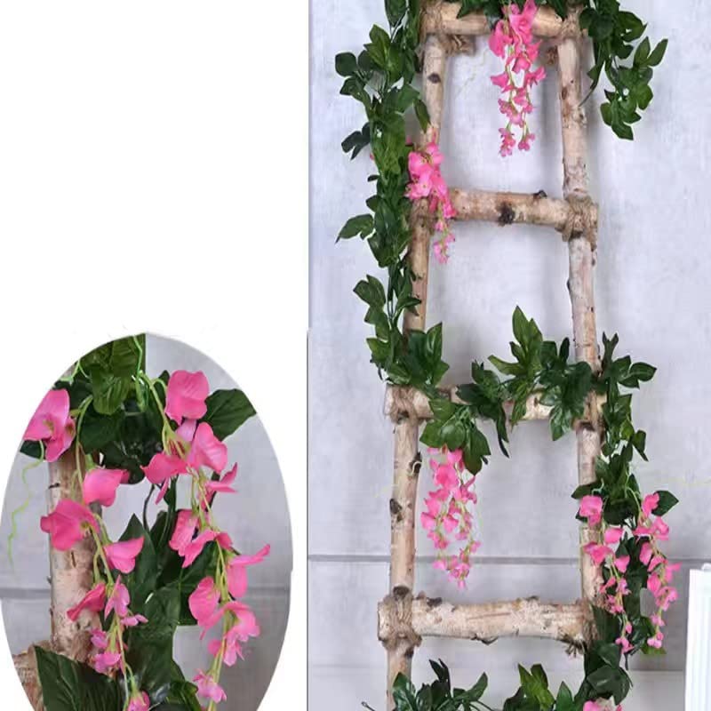 4.6M Artificial wisteria flower garland flowers vine beautiful vine wedding party decoration(2pcs) (pink)