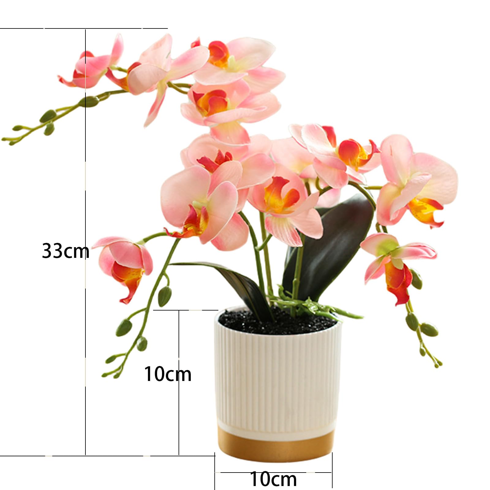 Orchidée Artificielle En Pot - Fausse Plante En Soie 27 Cm - Décoration Intérieur Réaliste (Vert) - 10