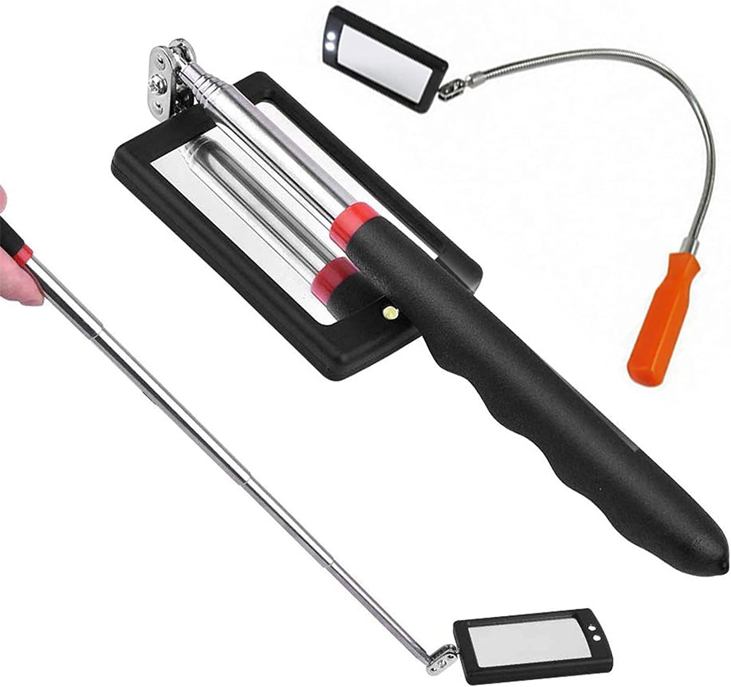 Miroir d'inspection, Miroir télescopique pour Inspection sous véhicule, Pliable et réglable à volonté, Miroir HD, léger