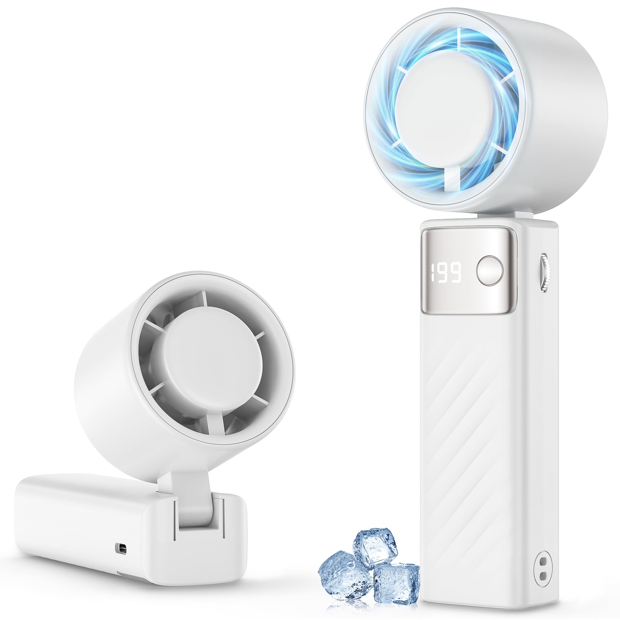 Portable Handheld Fan [24H Max Cooling], Turbo Fan Foldable with USB Rechargeable, 1-199 Speed, LED Power Display, Small &...
