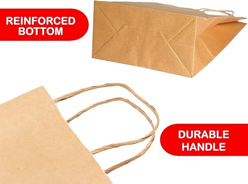 Miniatura 2 de Bolsas de papel kraft con asas trenzadas, 8 x 4.25 x 10.5 pulgadas, bolsas de impresión sólida multiusos, perfectas para cualquier ocasión, paquete