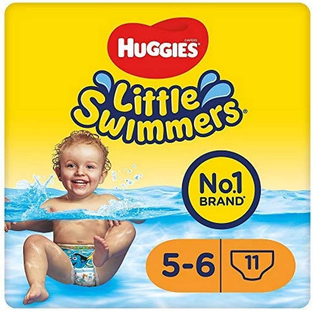 Huggies Little Swimmers, Swim Nappies, Size 5-6 - 33 Pants - Maximum Protection Swimming Nappies with Leak Guards - All-Round Stretchy Waistband