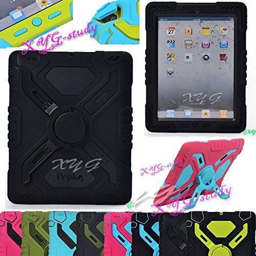 NEW Shockproof Dirt Snow Sand Proof Extreme Army Military Heavy Duty Cover Case Kickstand for Apple iPad 2 3 4 iPad 2/3/4 @XYG (3-black/black)
