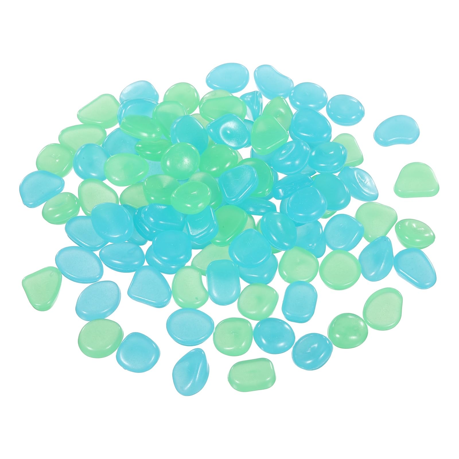 YELARXI Glow in the Dark Stones, Luminous Pebbles Stones Glowing Rocks Decorative Light Up Pebbles 60 Pcs & Light Blue/Cyan -Fitting for (Fish Tank/Outdoor Garden Decor/Yard/Walkway)