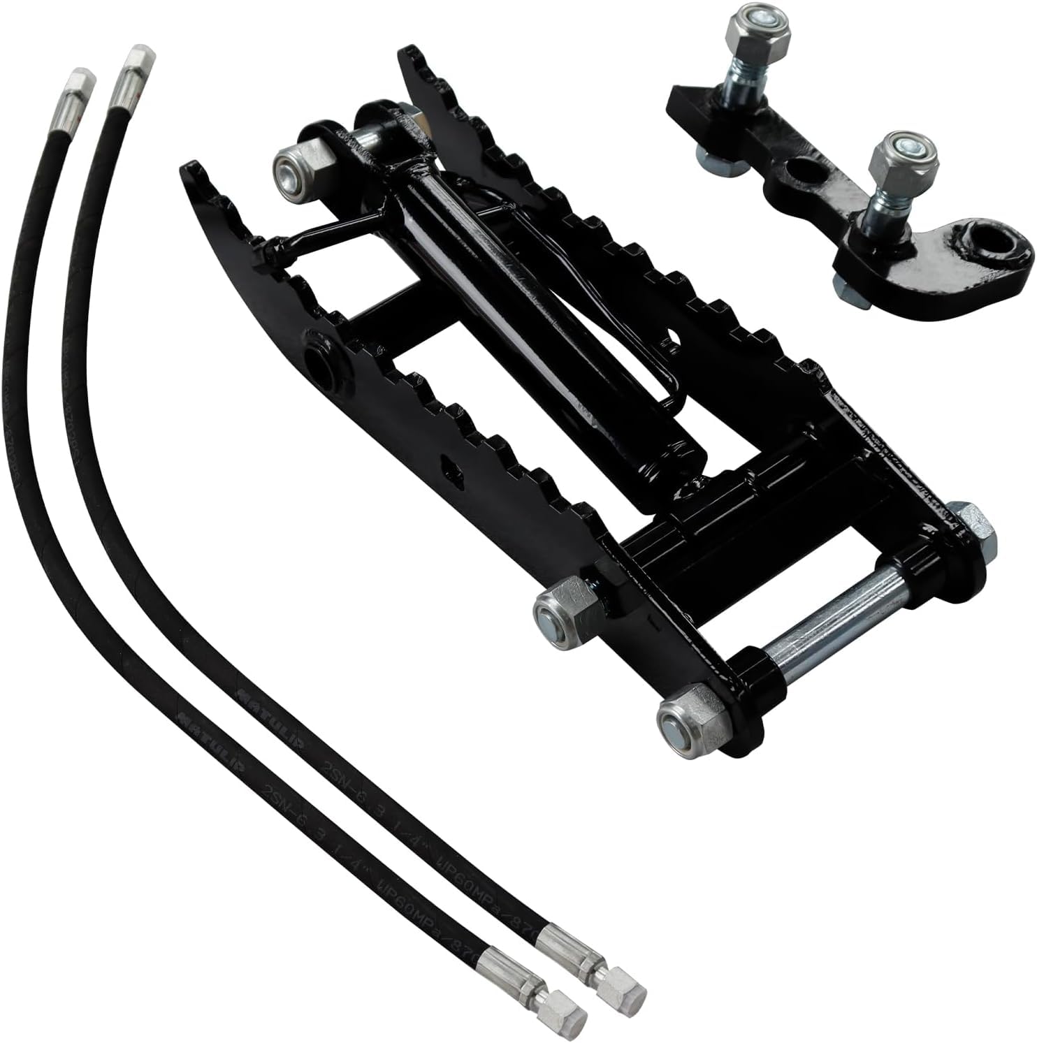 Pouce hydraulique mini-pelle 0,8–1,5 t, Ø25 mm, fixation 95 mm | Acier manganèse anticorrosion, 3 positions, 2 flexibles M14, support en L, pour bois roches ferraille, tolérance 1–3 mm