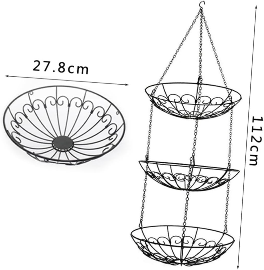 PRETYZOOM Fruit Hanging Basket Kitchen Storage Rack Iron Vegetable Basket for Home