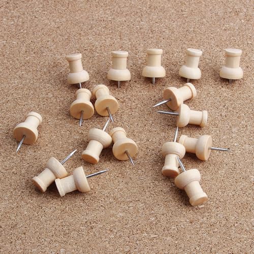 Yalis Alfinetes de madeira 120 peças, tachas decorativas de madeira para quadro de cortiça e quadro