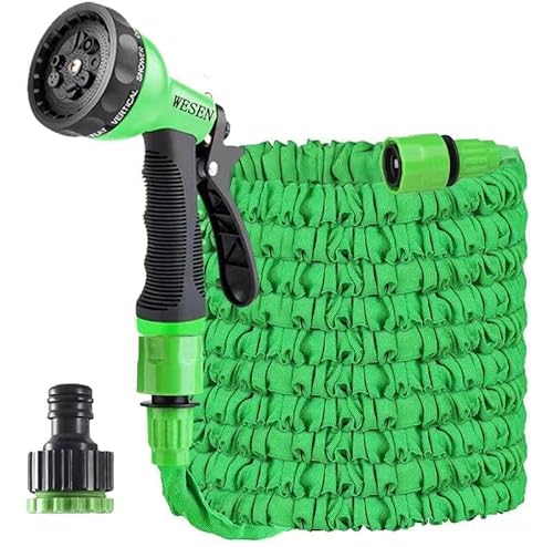 WESEN Expandable Garden Hose 25ft/50ft/100ft/125ft, Flexible Hose Pipe with 3/4", 1/2" Fittings, Expanding Magic Hose with Spray Nozzle, Retractable Watre Hose for Garden/Gardening/Car/Washing