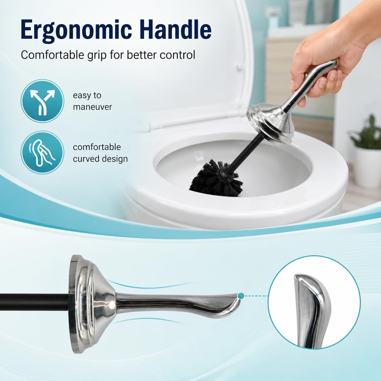 Vince Camuto Toilet Bowl Brush with Holder, Durable Bathroom Cleaning Tool, Modern Design for Easy Toilet Maintenance, Bathroom Cleaner Brush for Efficient Cleaning and Hygiene image 5