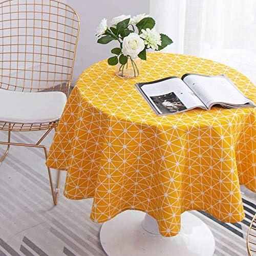 ATopoler Round Tablecloth Simple Nordic Style Cotton Linen Fabric Circular Table Cover Wrinkle-proof for Kitchen Dinning Tabletop Decoration Diameter 120cm(Grey)