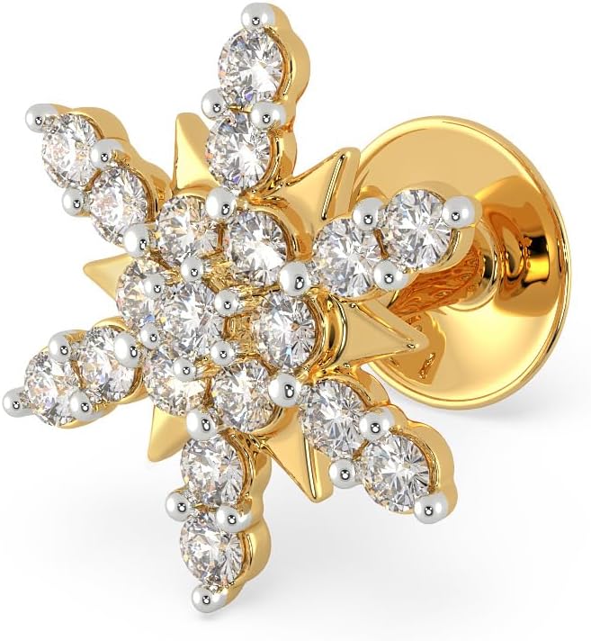 Yellow Gold Nose Pin for Women 22 k | 22k BIS Hallmark (916) Nose Stud for Women and Girls with Piercing