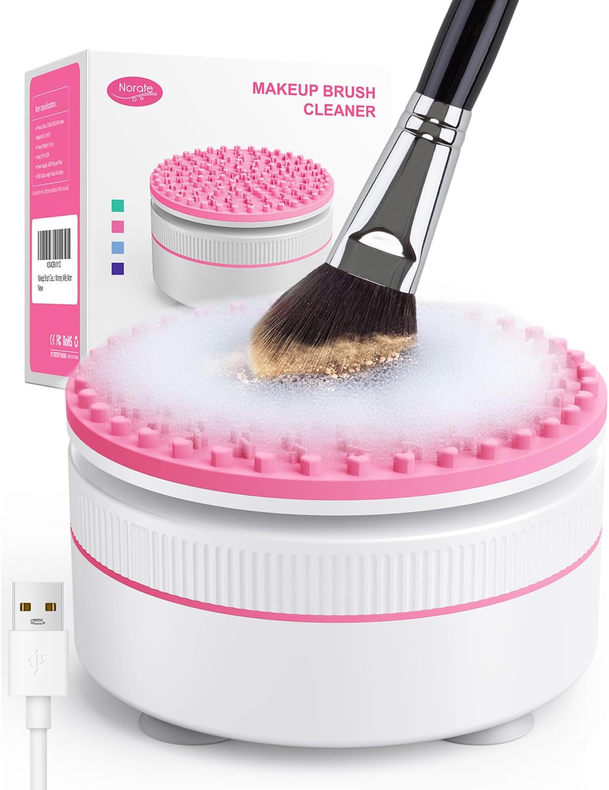 Norate Makeup Brush Cleaner, Electric Makeup Brush Cleaner Machine, Deep Clean Removes Residue from Makeup Brushes, Stocking Stuffers Christmas Gifts for Women Mom Teen Girls