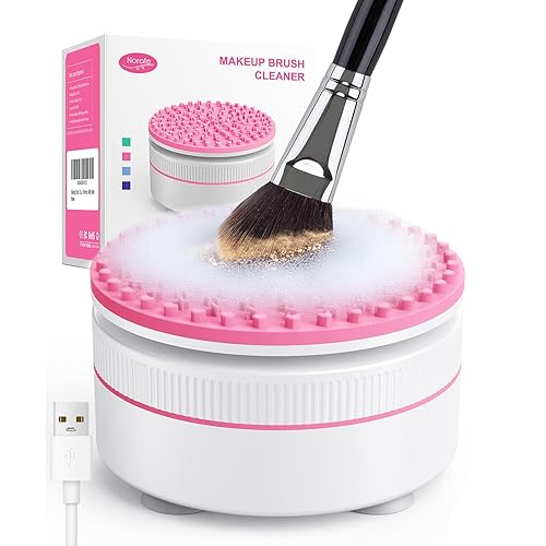 Norate Limpiador de brochas de maquillaje, máquina limpiadora eléctrica de brochas de maquillaje, limpieza profunda, elimina los residuos de las