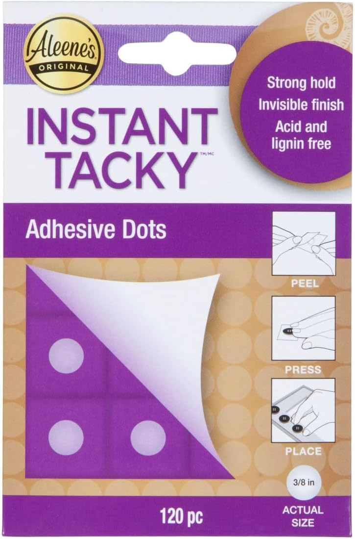 Aleene's Instant Tacky Adhesive Dots, Acid Free Glue Dots, Strong Hold, 3/8" Dots, 120 Pieces