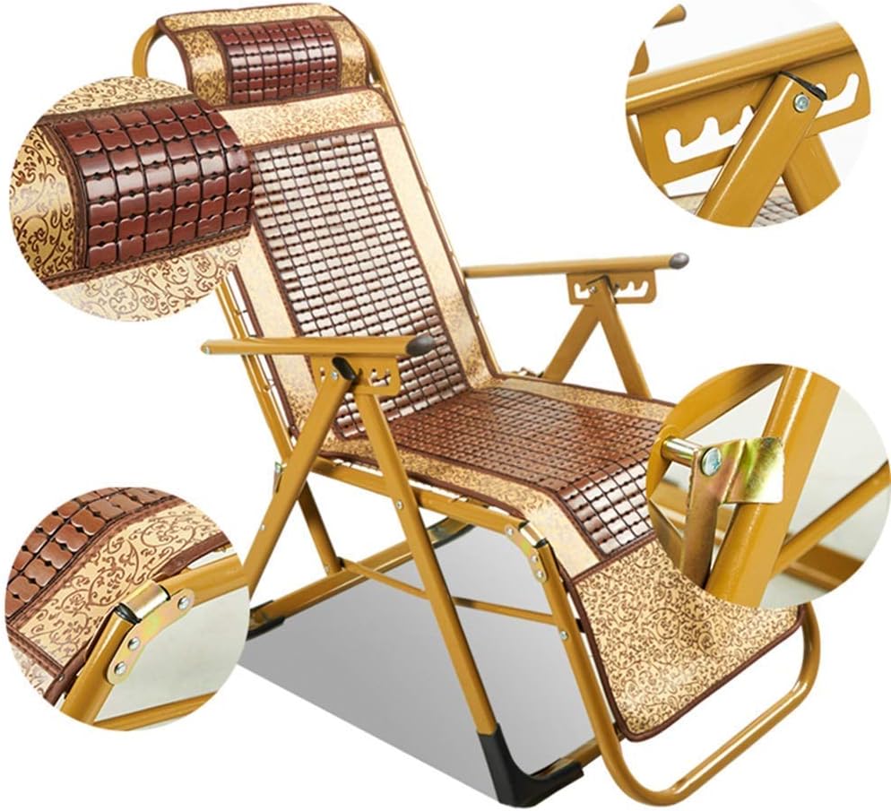 Patio Lounge Chairs Reclining Chair,Bamboo Seat Recliner Folding Chair Lunch Break Recliner Portable Chair Bamboo Leisure Chair 69 * 48 * 97cm