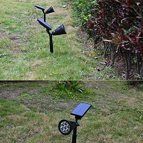 Luminaria Solar Espeto Jardim Kit 2 unid 7 Leds automatico branco quente placa bateria