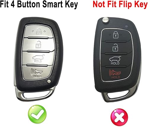 Miniatura 2 de Funda para llavero para Hyundai Tucson 2018-2016 con 4 botones y soporte remoto de fibra de carbono ABS (no se puede voltearsalirplegar), Rojo -