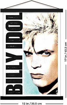 Scorpio Posters Billy Idol - Face - Officially Licensed - Mini Poster - 11 x 17 - with Black Wood Poster Holder
